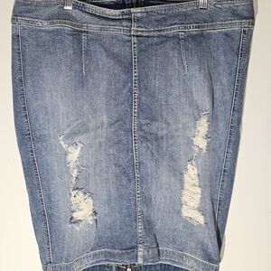 Torrid Blue Distressed Denim Mini Skirt